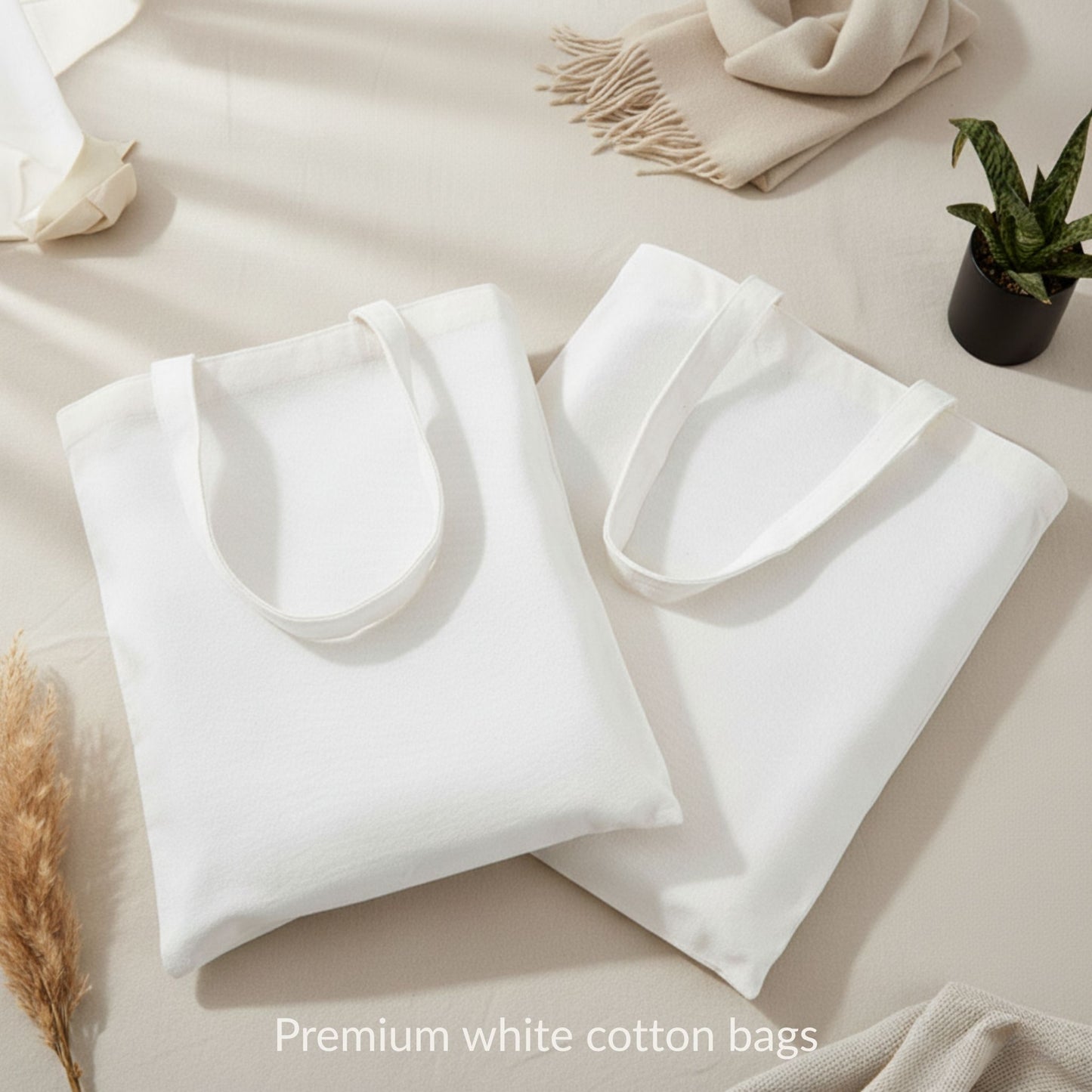 Pure White cotton Tote bags